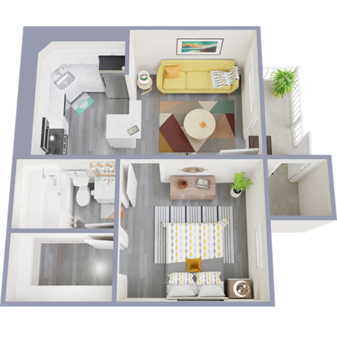 a floor plan of a 1 bedroom apartment